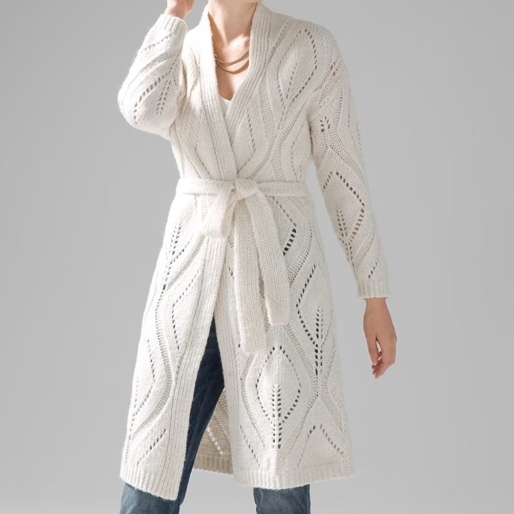NWOT white house black market cable cozy duster sweater cover up m